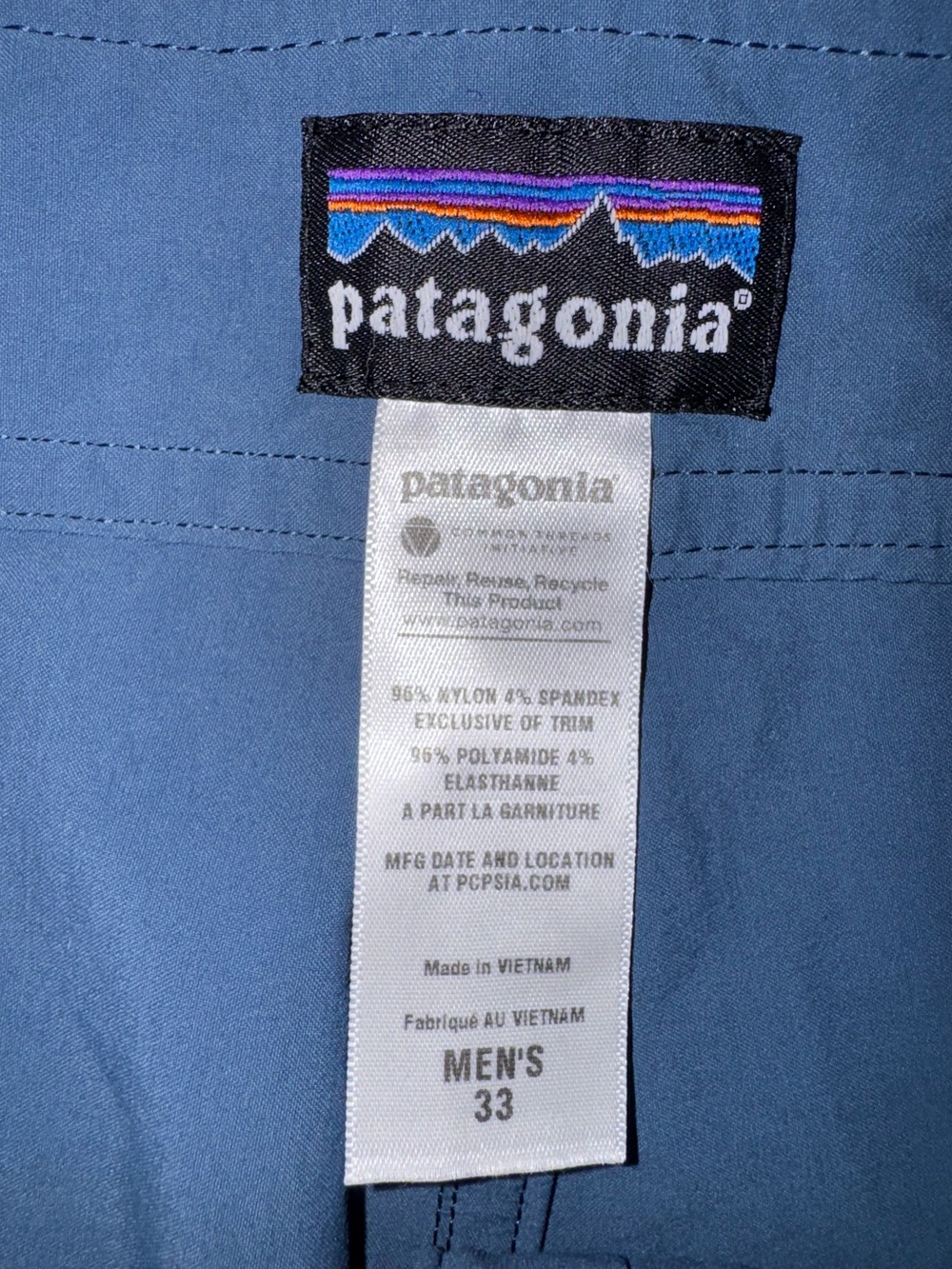 Patagonia Stretch Wavefarer Board Shorts Men’s 33 Blue Surf Swim - Picture 12 of 12